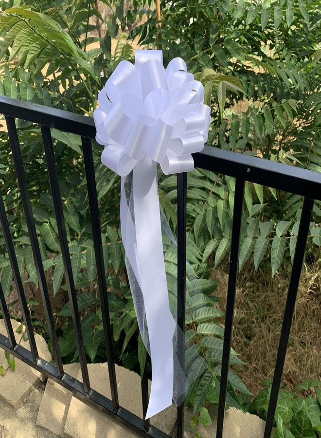 GiftWrap Etc. Large White Wedding Pull Bows with Long Tulle Tails - 9" Wide, Set of 6, Wedding Pew Bows, Valentine's Day, Mother's Day, Aisle Decor, Reception, Large Christmas Bow, Wreath, Anniversary - Image 2